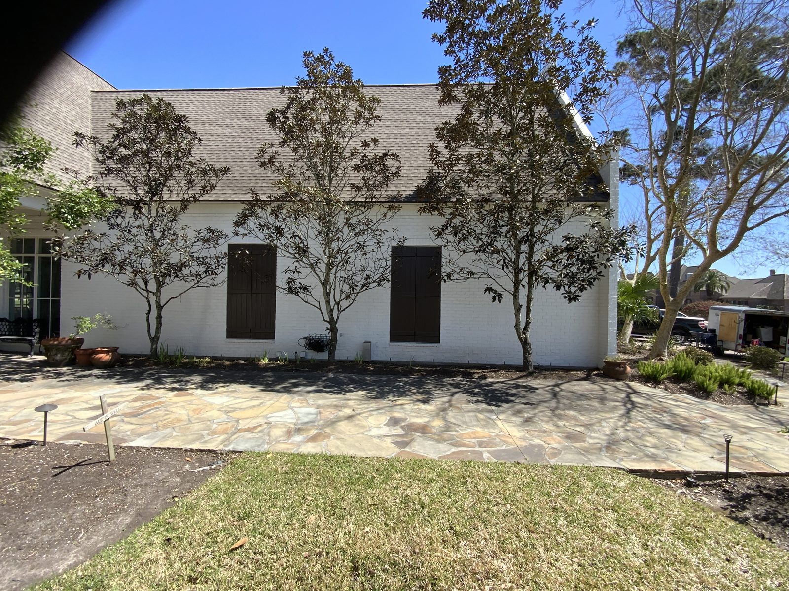 Patio beds & crepe myrtles by Hornsby Landscaping